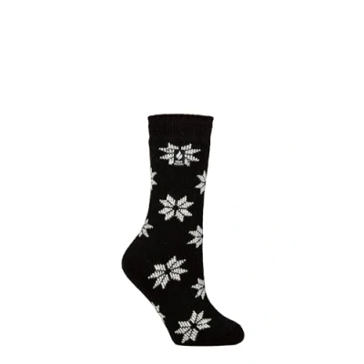 Image of Women&#039;s 1 Pair SOCKSHOP Heat Holders 2.3 TOG Patterned Thermal Socks Bold Snowflake Black 4 8