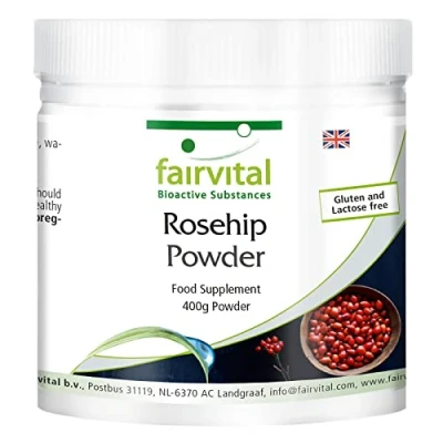 Image of Fairvital Rosehip Powder 400 g 100% Pure Without additives Natural Source of Vitamin C Vegan Quality Tested and Highly dosed Made in Germany
