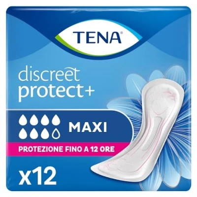 Image of TENA Discreet Maxi x12 Highly Absorbent Pads for Incontinence and Heavy Urine Loss Up to 12 Hours of Dryness 1 Pack with Individual Sachets