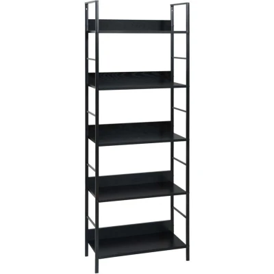 Image of vidaXL 5 Layer Book Shelf Black 60x27.6x158.5 cm Engineered Wood