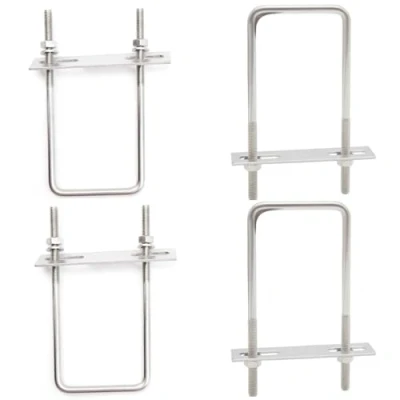 Image of CEEYSEE 4 Set U Bolt M6 Square 50x120mm Stainless Steel Brackets with Nuts, Washer and Frame Plate Bolts Fastener for Car Industrial Applications (U/M6 50x120mm)