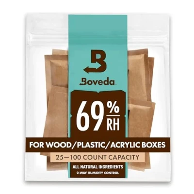 Image of Boveda 69% Two Way Humidity Control Packs For Plastic, Wood Containers, &amp; Zip Lock Bags Size 60 4 Pack Moisture Absorbers Humidifier Hydration Packets in Resealable Bag