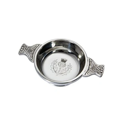Image of Wentworth Pewter Thistle Quaich, Whisky Tasting Bowl, Loving Cup, Burns Night