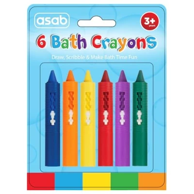 Image of ASAB 6 Pack Baby Bath Crayons Non Toxic Education Fun Toy Easy Washable Wipe Clean Develop Creativity And Imagination Ages 3 Years +