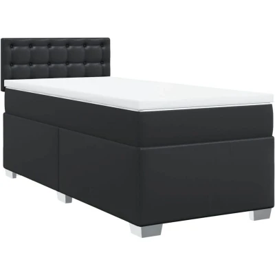 Image of vidaXL Box Spring Bed with Mattress Black 100x200 cm Faux Leather