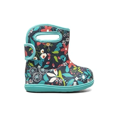 Image of BOGS Baby Cartoon Flowers Multi Waterproof Washable Warm Wellies Boots (Ink Blue, uk_footwear_size_system, infant, women, numeric, medium, numeric_8)
