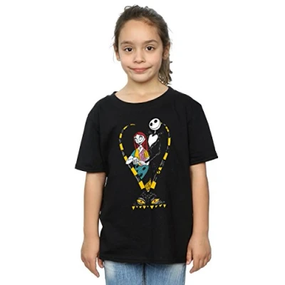 Image of Disney Girls Nightmare Before Christmas Jack and Sally Love T Shirt 5 6 Years Black