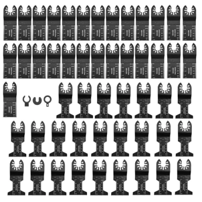 Image of 53Pcs Multi Tool Blades Oscillating Saw Wood Plastics Cutter Universal Quick Release 34mm 44mm Multitool Accessories with 3 Adapters