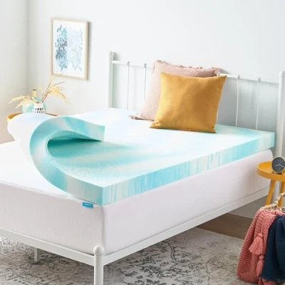 Image of LINENSPA 4 Inch Gel Swirl Memory Foam Mattress Topper Cooling Infused Pressure Relieving CertiPUR Certified Twin XL