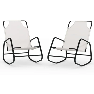 Image of vidaXL Rocking Sun Loungers 2 pcs Cream Steel and Textilene