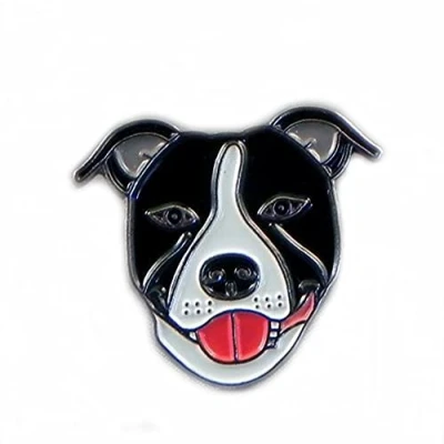 Image of NWFlags Metal Enamel Pin Badge Brooch Staffordshire Bull Terrier Dog Staffie Black