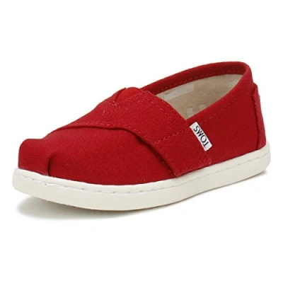 Image of TOMS Unisex Kids Tiny Alpargata Loafer Flat, Red, 5 UK