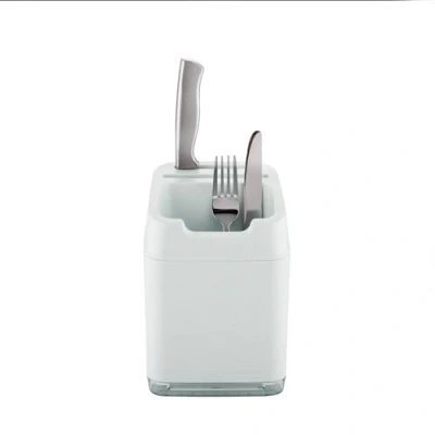 Image of Minky Utensil Caddy, Holder with Knife Slots, Kitchen Organiser &amp; Drainer, Sleek for Accessories, Made in The UK (Speckled White)
