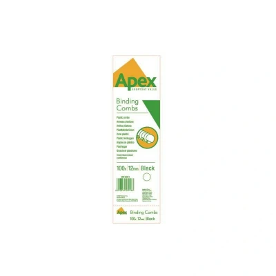 Image of Fellowes Apex Plastic Binding Combs 12mm Black (Pack of 100) 6201101