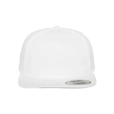 Image of FLEXFIT Snapback Hat, Classic Hat with 5 Panel, Baseball Cap Buckram Front Lining, Panel Cap, Cotton Twill Material, Headwear, Colour: White, Unisex, One Size