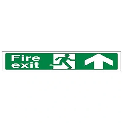 Image of V Safety Fire Exit Arrow Up Sign 600mm x 200mm 2mm Rigid Plastic