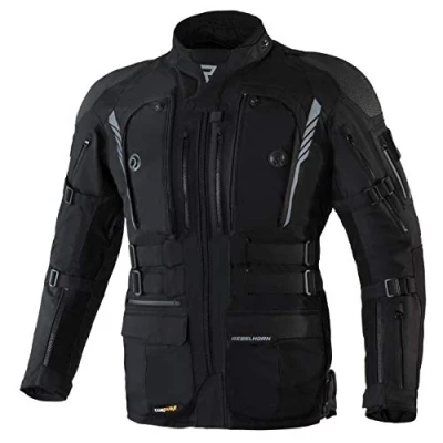 Image of REBELHORN Patrol Motorcycle Tour Jacket Durable Materials Cordura Hitena Superfabric CE Level 2 Shoulder Elbows Protectos Sympatex Membrane Ventilation Reflective Elements Pockets