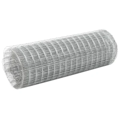 Image of vidaXL Chicken Wire Fence Versatile Use, Galvanised Steel Material, Silver Ideal for Aviary, Rabbit Cage Construction and Poultry Protection 10x0.5m Mesh