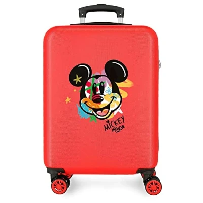 Image of Disney Mickey All Smile Valise Cabine Multicoloured 38 x 55 20 cm Rigide ABS Fermeture à Combinaison Latérale 35L 2 kg 4 Doubles Roues Bagage Main, red, One Size, Cabin Suitcase