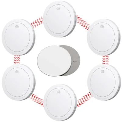 Image of CPVAN Wireless Interlinked Smoke Alarms with 10 Years Battery Life, for Home, Linked Detector, EN14604, CE Certified, Low Alert, FSI 3001. 6 Pack