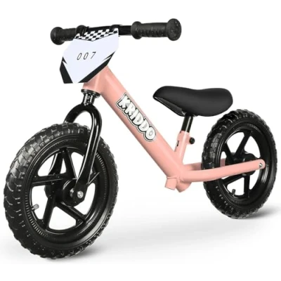 Image of KRIDDO Toddler Balance Bike 2 Year Old, Age 18 Months to 5 Years 12 Inch Push Bicycle with Customize Plate (3 Sets of Stickers Included), Gift for 3 Boys Girls, Pinka