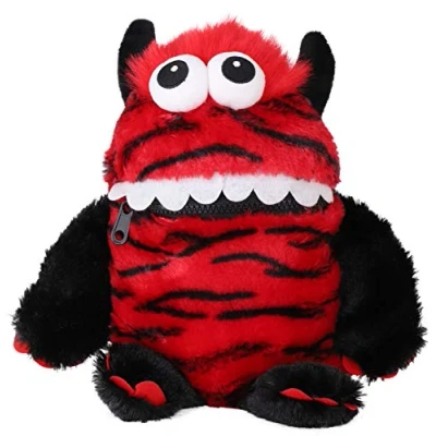 Image of Toyland® 9&quot; (23cm) Red &amp; Black Colour Worry Monster Plush Soft Toy Loves Eating Your Worries