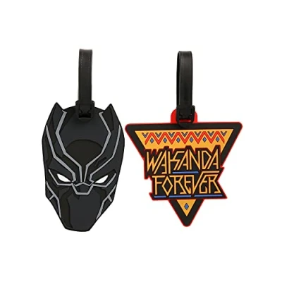 Image of Disney Marvel Black Panther and Yellow 2 Piece Luggage Tag Set