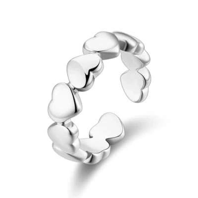 Image of Philip Jones Silver Plated Adjustable Heart Band Ring