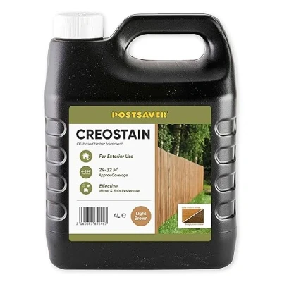 Image of Postsaver Creostain Oil Based Wood Treatment Creosote Creocote Substitute Exterior Stain and Preserver Safe Fence Significantly Lower Odour Than Light Brown 4L