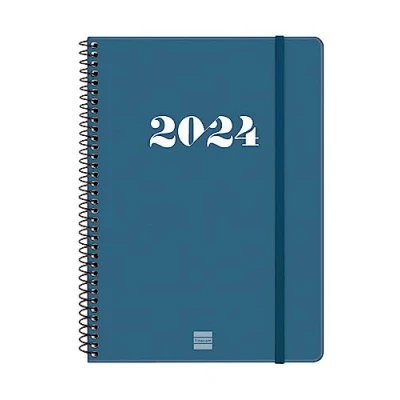 Image of Finocam Espiral My 2024 Horizontal Weekly Diary January December (12 Months) Blue French