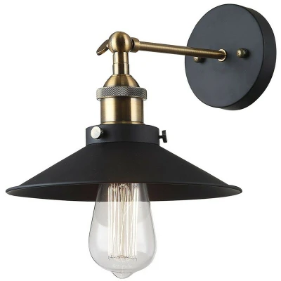 Image of Italux Lighting Industrial and Retro Wall Lamp Black 1 Light with Metal Alloy Shade, E27