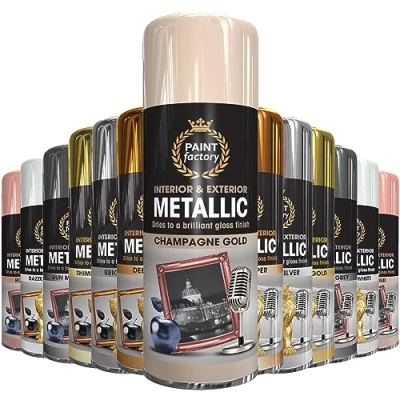 Image of AlezyB 1 x Metallic Champaign Spray Paint 400ml Multi Purpose Aerosol Use for Metal and Wooden Furniture, Ornaments, Decorative Items Much More Interior &amp; Exterior