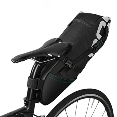 Image of XPhonew Bike Saddle Bag, 10L Bicycle Seat Pannier Bag Under Packs Tail Pouch Cycling Storage for Outdoor Mountain Road MTB City with Rollable Opening and Reflective Logo