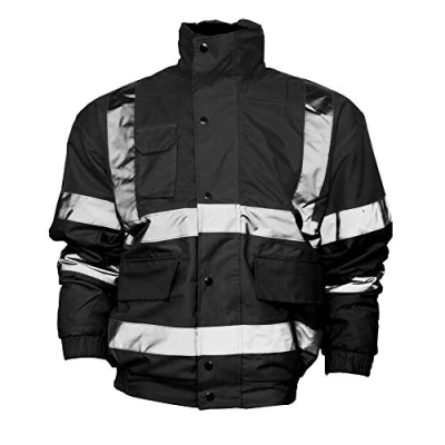 Image of Yoko Men&#039;s Yk043/Hvp211 Hi Vis Classic Bomber Jacket Black, Large