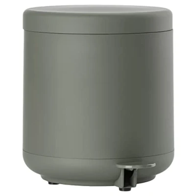 Image of Zone Denmark Ume Bathroom Rubbish Bin, Cosmetic Pedal Bin with Lid for Bathroom, Removable Inner Bucket and Soft Close, Diameter 19.5 cm, Height 22 4 Litres, Olive Green (Green)