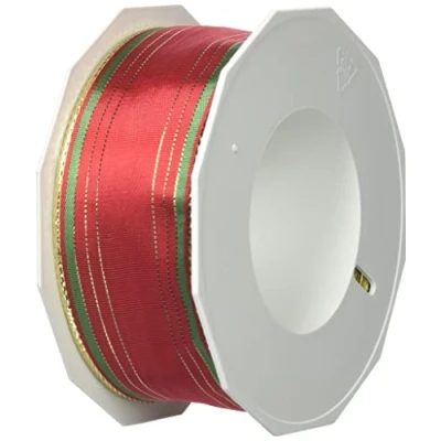 Image of C.E. Pattberg Präsent Chamonix Wired Ribbon Red Green 40 mm width, 20 m length