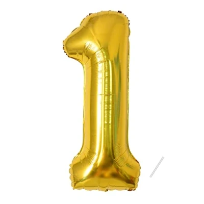 Image of Number Balloons 1,Gold 1 for Birhtday Party Decoration,40 Inch Giant Helium Foil Boys Girls 1th Birthday Decor Anniversary Decorations Supplies