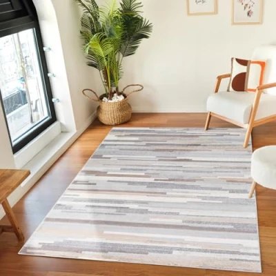Image of Livabliss Granada Abstract Rug Area Rugs Living Room 160x216 cm, Dining Room, Lounge, Kitchen, Bedroom Modern Marble Rug, Soft Luxurious Easy Care Medium Pile Large Grey, Tan and Ivory
