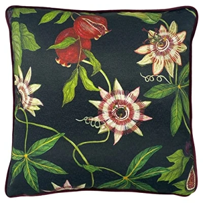 Image of Paoletti Figaro Floral Filled Cushion Green Polycotton One Size