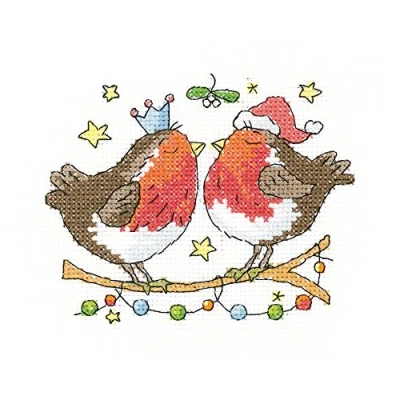 Image of Heritage Crafts Simply Cross Stitch Kit Christmas Kiss