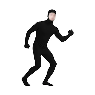 Image of lucky baby store Boys&#039; Mens Full Body Open Face Spandex Lycra Unitard Mask Zentai Costume Bodysuit (M, black)