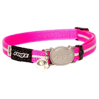 Image of ROGZ ALLEYCAT CAT COLLAR WITH BREAKAWAY BUCKLE AND NIGHT TIME VISABILITY (Pink)