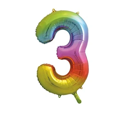 Image of 3 Shaped Rainbow Foil Balloon (86cm) Perfect for Celebrations, Party Decor, Birthday, And More 1 Pc