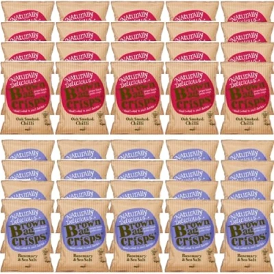 Image of Brown Bag Oak Smoked Chilli Crisps and Rosemary &amp; Sea Salt (2 boxes)