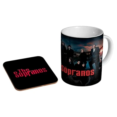 Image of Stopper The Sopranos Cast Scene Ceramic Coffee Mug + Coaster Gift Set