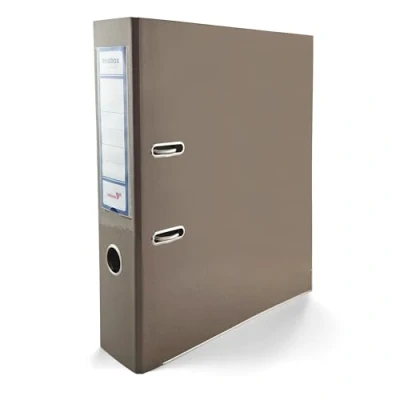 Image of Netuno 1x file folders DIN A4 Ekobox Premium Edition glossy cocoa brown 2 ring mechanism folder 75mm plastic wide office letter