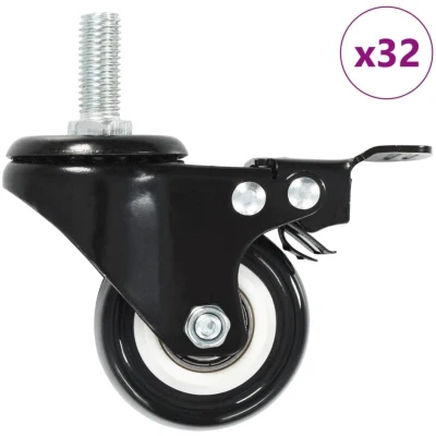 Image of vidaXL 32 pcs Swivel Casters with Brakes 50 mm