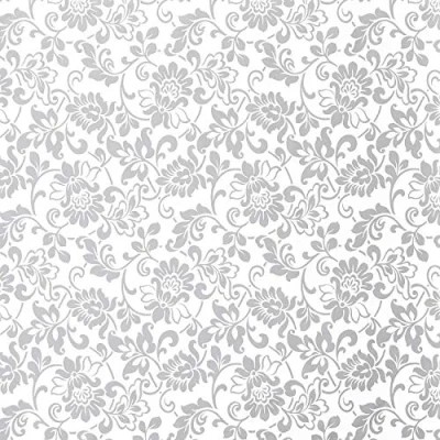 Image of Floral Silver Metallic Fablon Heritage Self Adhesive Film 2 m X 45 cm Vinyl