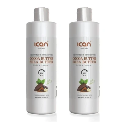 Image of Ican London Natural Cocoa Butter &amp; Shea Body Lotion, 500ml, Pack of 2