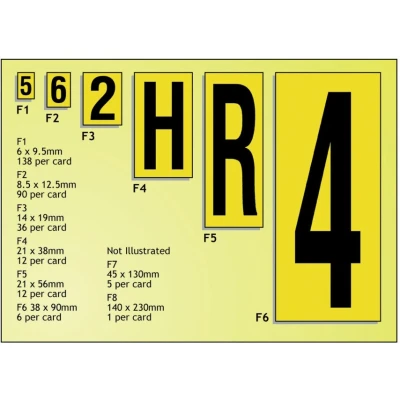 Image of Beaverswood Self Adhesive Yellow Labels 45x130mm Numbers Pack 0 9 5 Characters Per Card